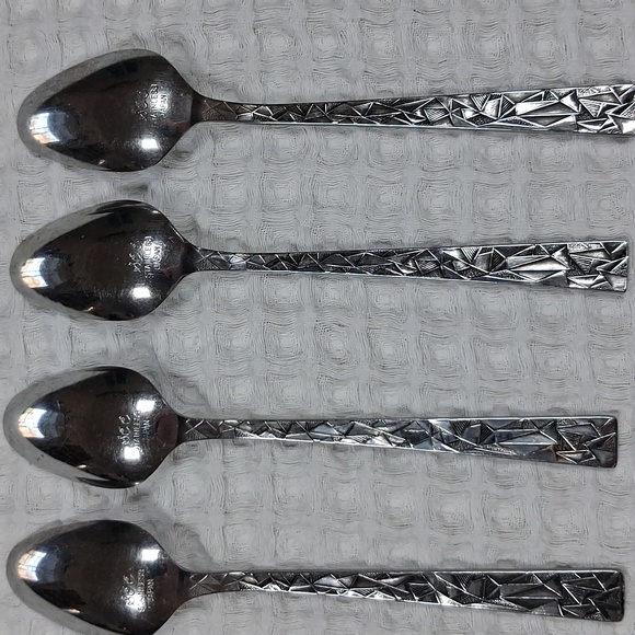 Vintage MCM Towle SCC Aquarius Stainless Flatware Set 4 Tablespoons 4 Teaspoons - Picture 4 of 5